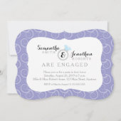 Wit wervelpatroon, licht Paarse verlovingsfeest Kaart (Voorkant)