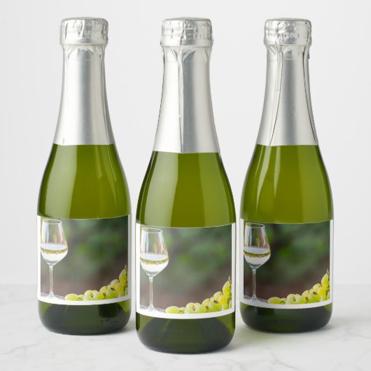Wit Wijn & Druiven Label Sparkling Wijnetiket (Flessen)