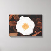 Wit wild Roos op koperkleurige herfstbladeren Canvas Afdruk (Voorkant)