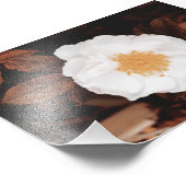 Wit wild Roos op koperkleurige herfstbladeren Foto Afdruk (Hoek)