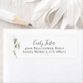 Wit Wildbloem Botanisch Retouradres Etiket (Insitu)