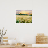 Wit wildbloembeemdschilderij - poster (Keuken)