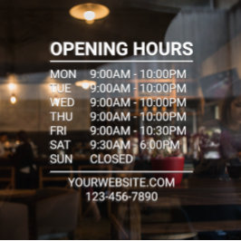 Wit Winkel Openingstijden Bord Website Telefoon Ru Raamsticker