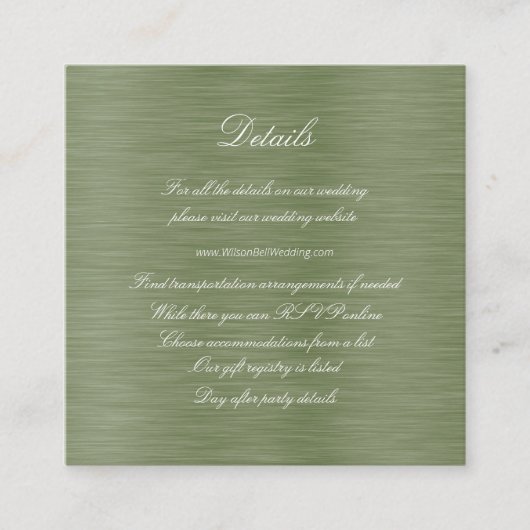 Wit Winterberry Groen Blad Goud Lint Details Informatiekaartje (Voorkant)