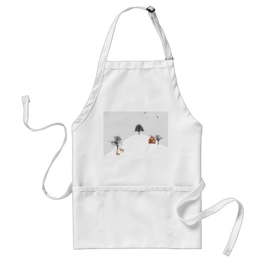 Wit winterlandschap standaard schort (Voorkant)