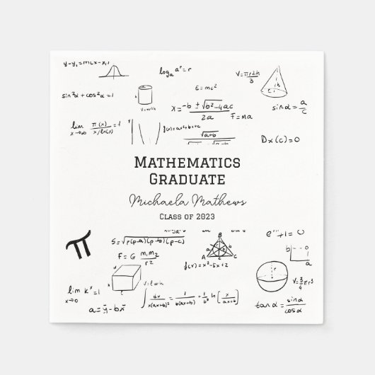 Wit wiskunde afstudeerklas diploma-uitreiking servet (Voorkant)