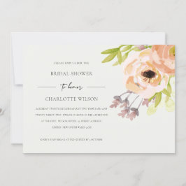 WIT WIT BLUSH PINK PEACH FLORAL VRIJGEZELLENFEEST KAART