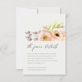 WIT WIT BLUSH PINK PEACH FLORAL WEDDING DETAIL KAART