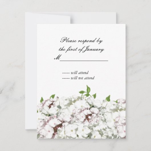 Wit-wit en Blush Floral Reply Kaart (Voorkant)