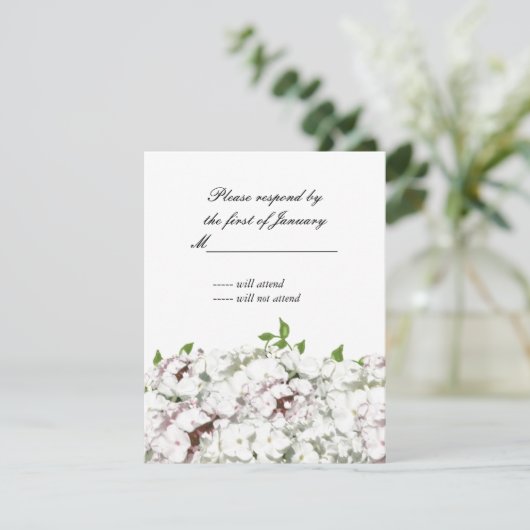 Wit-wit en Blush Floral Reply Kaart (Staand voorkant)