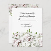 Wit-wit en Blush Floral Reply Kaart (Voorkant / Achterkant)