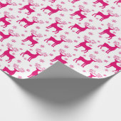 Wit-wit en roze winterkerstrendiertje cadeaupapier (Hoek)