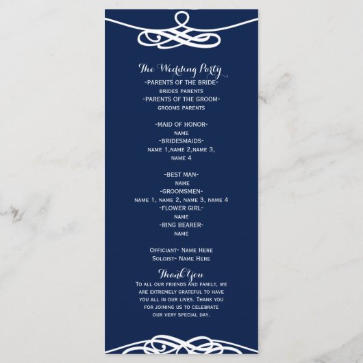 Wit & Wit Vintage Elegant Trouwprogramma Programmakaart (Achterkant)