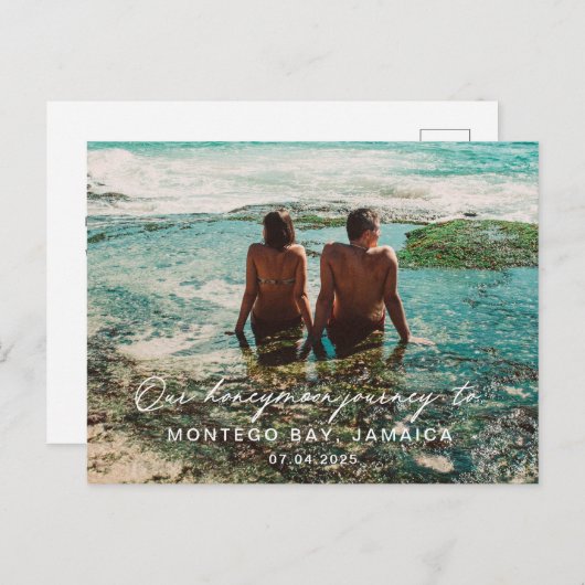 Wit-witbestemming van bruiloft Honeymoon Briefkaart (Voorkant / Achterkant)