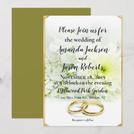 Wit-witblok met schitterend gele bruiloft kaart