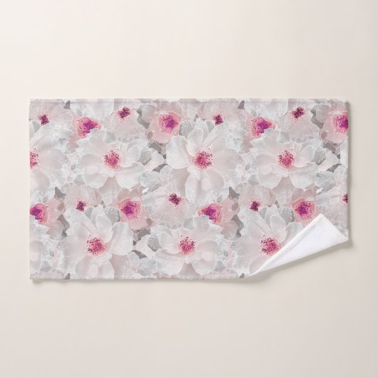 Wit-witte en roze floraal bad handdoek (Handdoek)