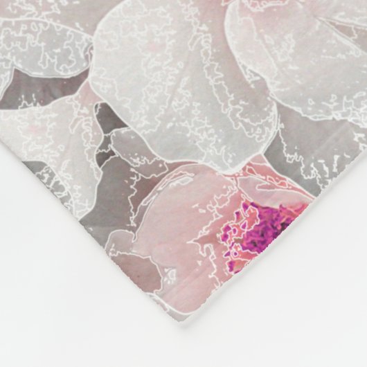 Wit-witte en roze floraal fleece deken (Hoek)