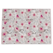 Wit-witte en roze floraal groot cadeauzakje (Voorkant)