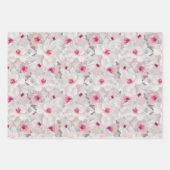 Wit-witte en roze floraal inpakpapier vel (Voorkant 2)