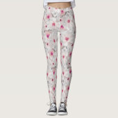 Wit-witte en roze floraal leggings (Voorkant)