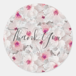 Wit-witte en roze floraal ronde sticker