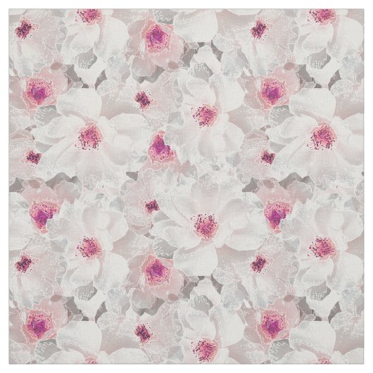 Wit-witte en roze floraal stof (Swatch)