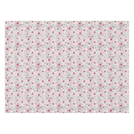 Wit-witte en roze floraal tafelkleed (Voorkant (Horizontaal))