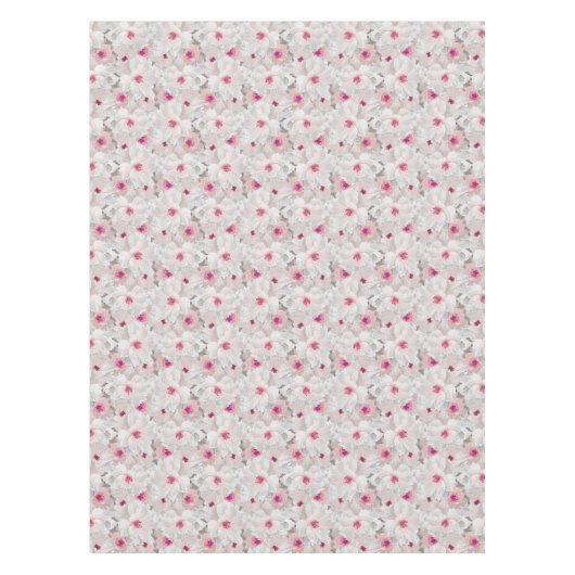 Wit-witte en roze floraal tafelkleed (Voorkant)
