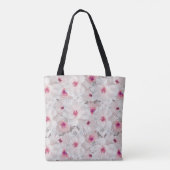 Wit-witte en roze floraal tote bag (Achterkant)
