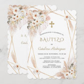 Wit woestijn Roses Pampas Grass Baptisme Kaart (Voorkant / Achterkant)