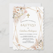 Wit woestijn Roses Pampas Grass Baptisme Kaart (Voorkant)