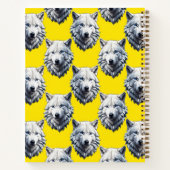 Wit Wolf Head Patroon Ontwerp Geel Notitieboek (Achterkant)