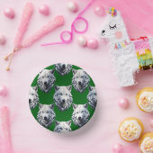 Wit Wolf Hoofd Patroon Design Groen Papieren Kommen (Feest)