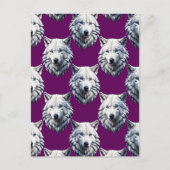 Wit Wolf Hoofd Patroon Design Paars Briefkaart (Voorkant)