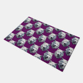 Wit Wolf Hoofd Patroon Design Paars Deurmat (Schuin)