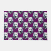 Wit Wolf Hoofd Patroon Design Paars Deurmat (Voorkant)