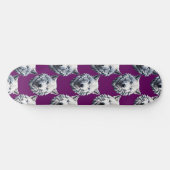 Wit Wolf Hoofd Patroon Design Paars Persoonlijk Skateboard (Horizontaal)