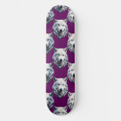 Wit Wolf Hoofd Patroon Design Paars Persoonlijk Skateboard (Voorkant)