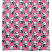 Wit Wolf Hoofd Patroon Design Roze  Douchegordijn (Voorkant)