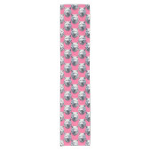 Wit Wolf Hoofd Patroon Design Roze Korte Tafelloper (Voorkant)