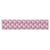 Wit Wolf Hoofd Patroon Design Roze Korte Tafelloper (Horizontaal)