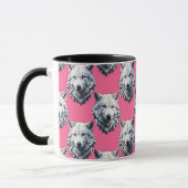 Wit Wolf Hoofd Patroon Design Roze Mok (Links)