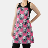 Wit Wolf Hoofd Patroon Design Roze Schort (Insitu)