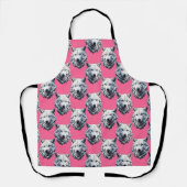 Wit Wolf Hoofd Patroon Design Roze Schort (Voorkant)