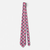 Wit Wolf Hoofd Patroon Design Roze Stropdas (Voorkant)