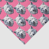 Wit Wolf Hoofd Patroon Design Roze Tissuepapier (Detail)