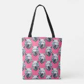 Wit Wolf Hoofd Patroon Design Roze Tote Bag (Achterkant)
