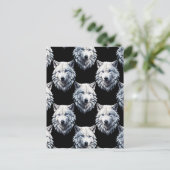 Wit Wolf Hoofd Patroon Ontwerp  Briefkaart (Staand voorkant)