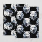 Wit Wolf Hoofd Patroon Ontwerp  Briefkaart (Voorkant / Achterkant)