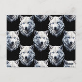 Wit Wolf Hoofd Patroon Ontwerp  Briefkaart (Achterkant)
